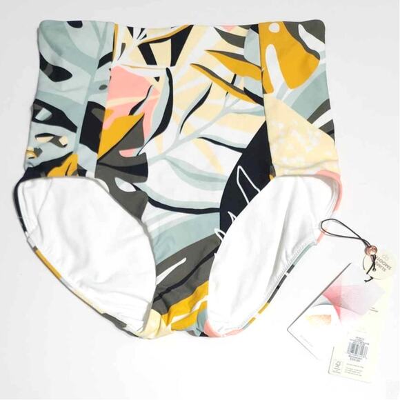CALIA Powersculpt High Rise Swim Bikini Bottom Multi Palm XS NEW - Picture 1 of 9